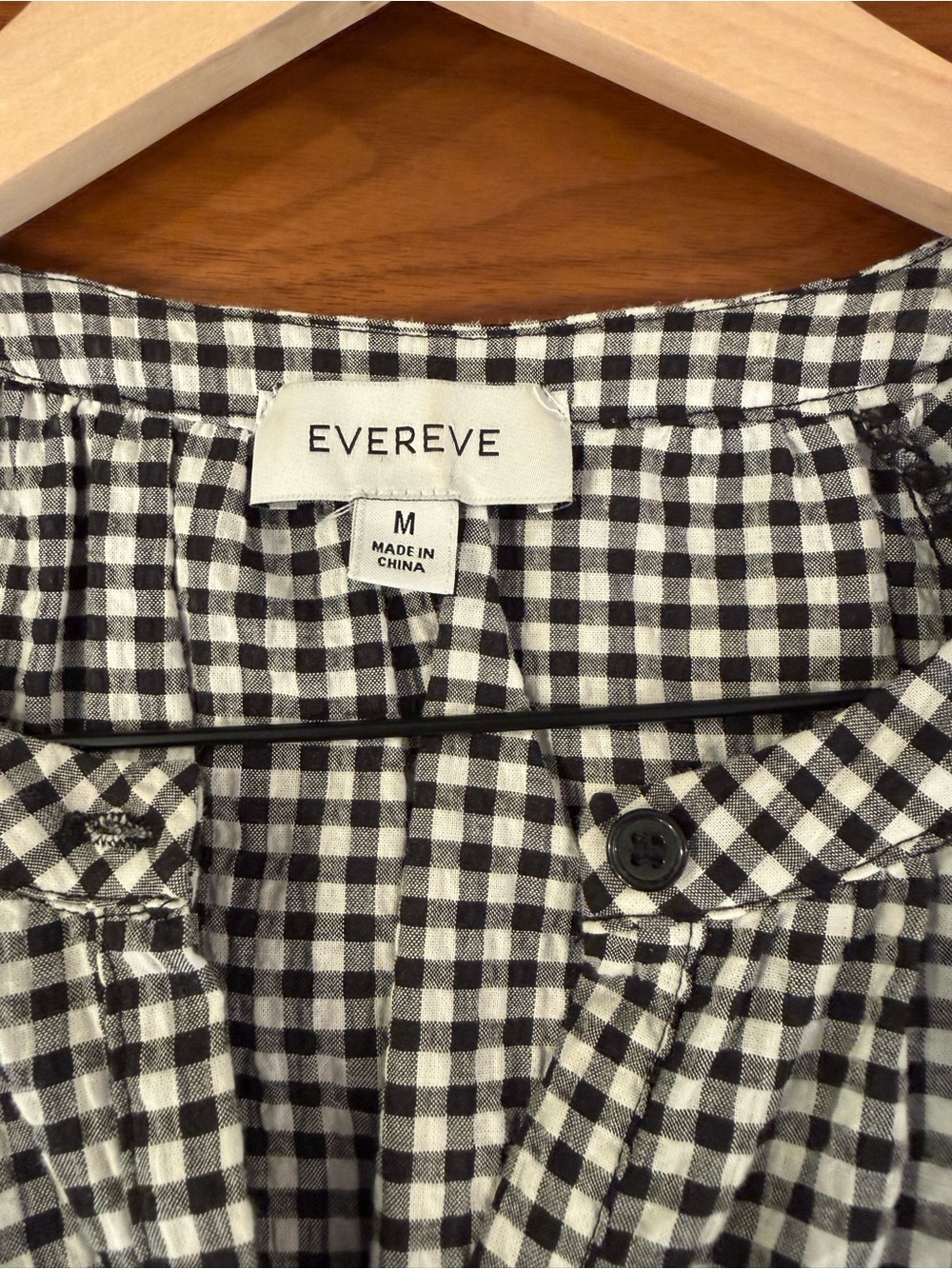 Evereve Black and White Gingham Button-Down Top - Picture 2 of 8
